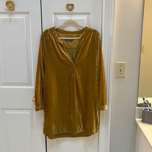 Mustard yellow velvet mini dress